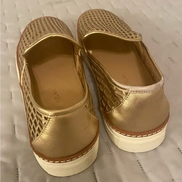 Antonio Melani Metallic Gold Women's Slip-On Loafers - Picture 3 of 8